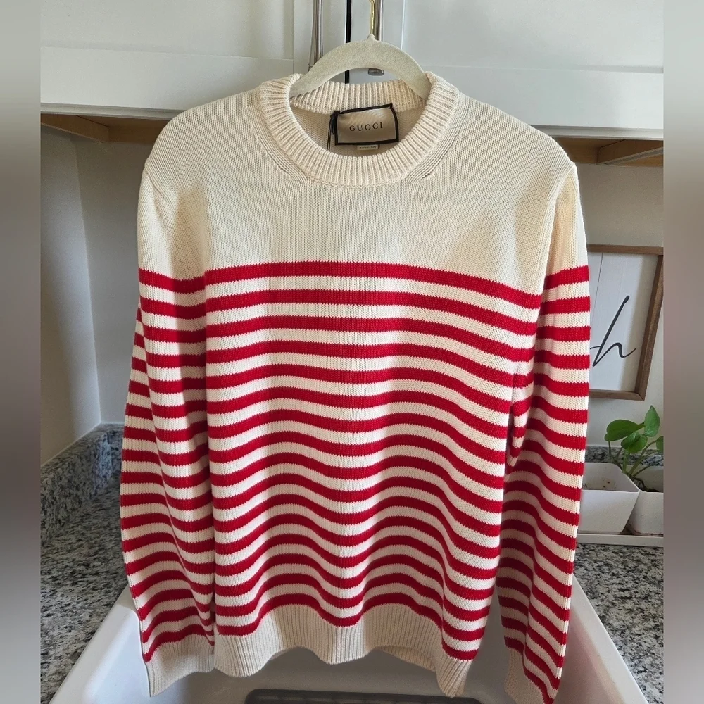 Gucci NWTs Stripped Cotton & Wool Sweater
